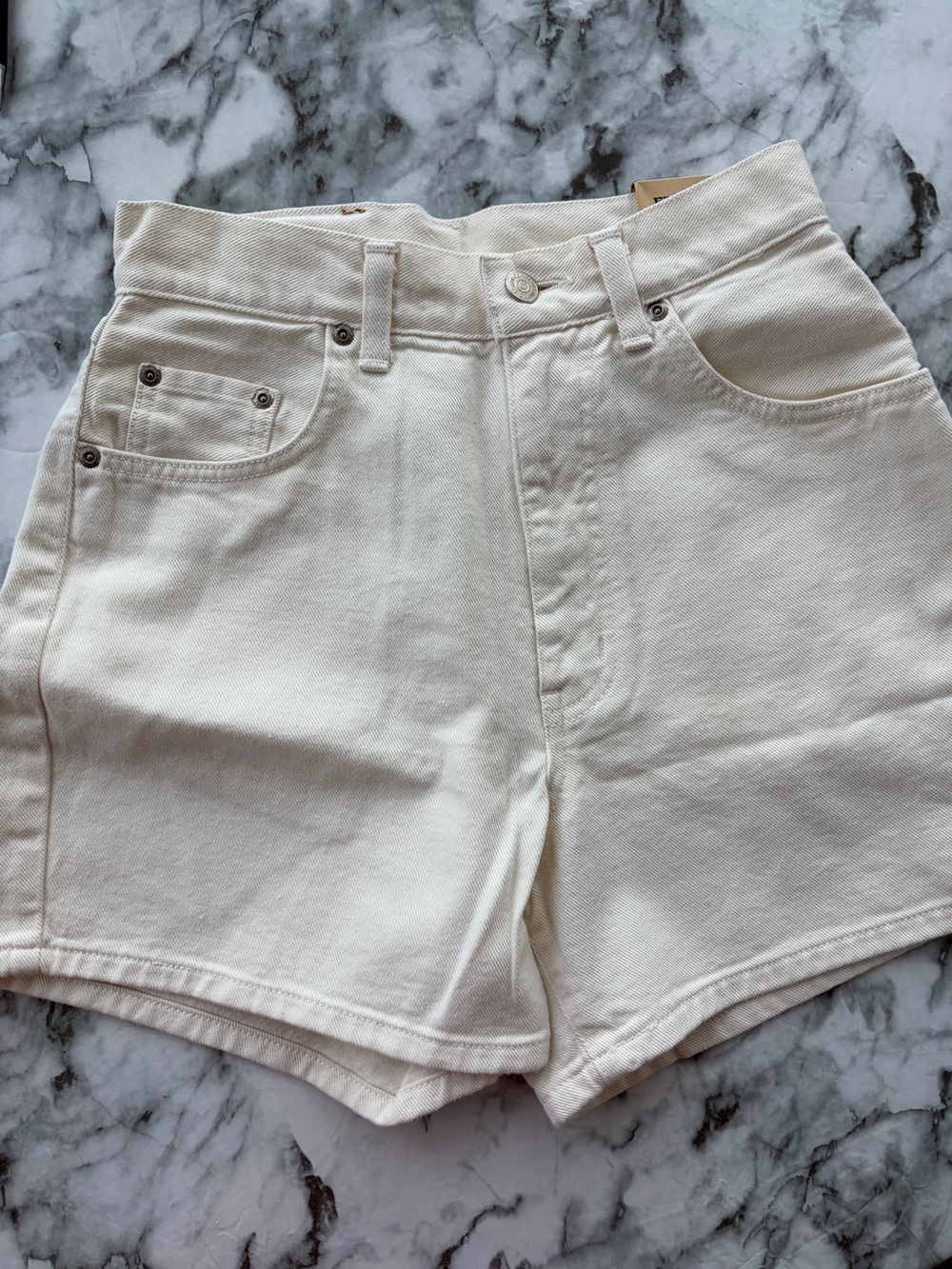 Edwin off white cream colored denim shorts size 28 NWT
